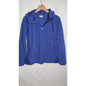Columbia Womens Fleece Hooded Full Zip Jacket Coat Sz XL Purple Outdoors Hiking